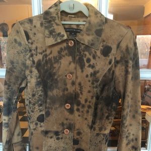 Vintage suede/leather tan and black jacket  XS
